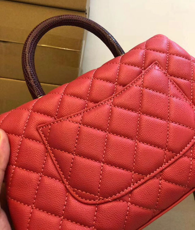 Chanel Small Flap Bag With Top Handle Pink 24cm Grained Calfskin Gold-Tone Metal