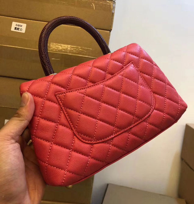 Chanel Small Flap Bag With Top Handle Pink 24cm Grained Calfskin Gold-Tone Metal