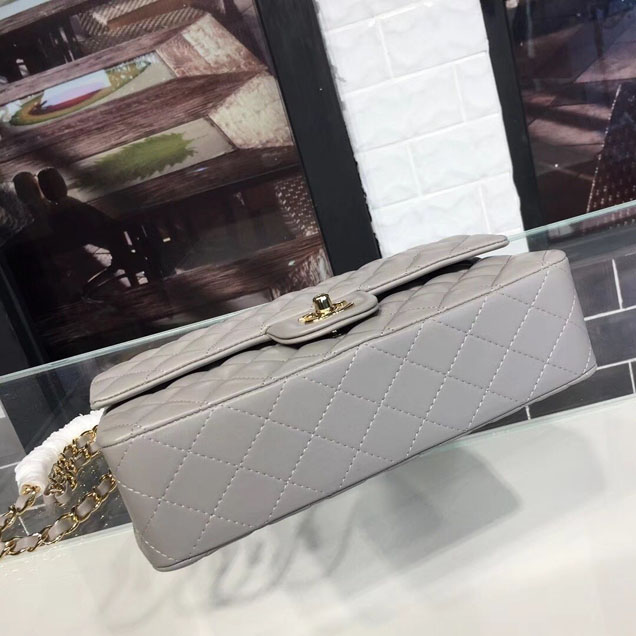 Chanel Classic Flap 25cm Bag Gold Hardware Lambskin Leather Spring Summer Act 1 2018 Collection Grey