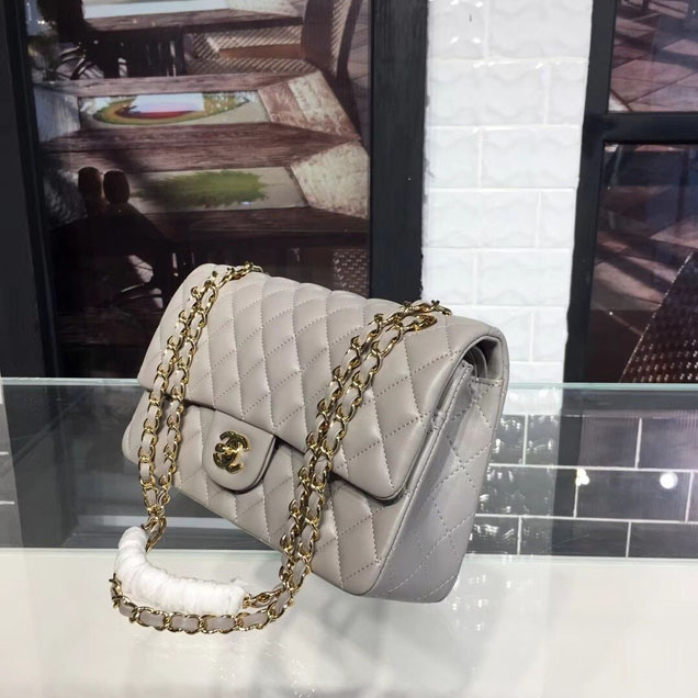 Chanel Classic Flap 25cm Bag Gold Hardware Lambskin Leather Spring Summer Act 1 2018 Collection Grey