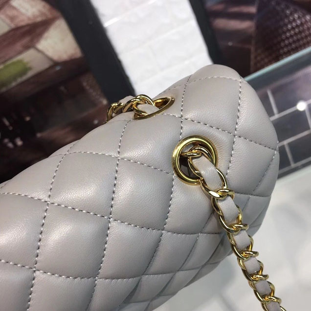 Chanel Classic Flap 25cm Bag Gold Hardware Lambskin Leather Spring Summer Act 1 2018 Collection Grey