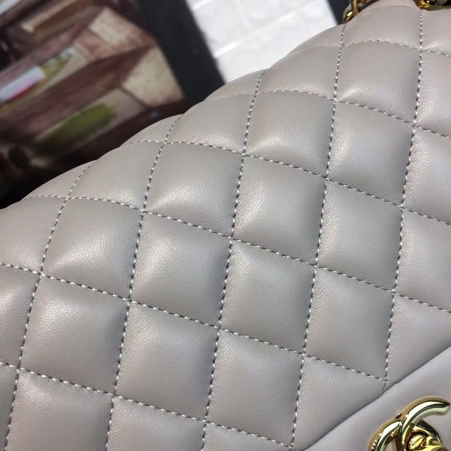 Chanel Classic Flap 25cm Bag Gold Hardware Lambskin Leather Spring Summer Act 1 2018 Collection Grey