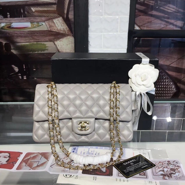 Chanel Classic Flap 25cm Bag Gold Hardware Lambskin Leather Spring Summer Act 1 2018 Collection Grey