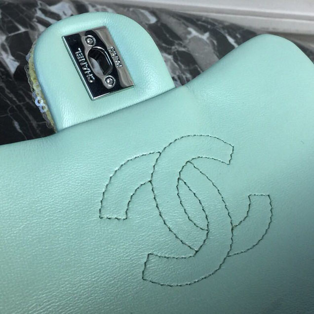 Chanel Sequins Flap Bag 20cm Silver Hardware Lambskin Leather Spring Summer Act 2 2018 Collection Green Light Green Yellow