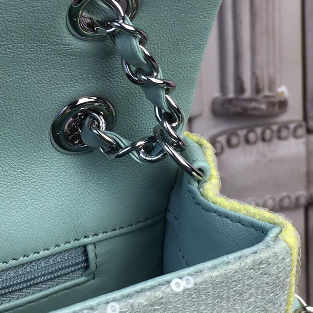 Chanel Sequins Flap Bag 22cm Silver Hardware Lambskin Leather Spring Summer Act 2 2018 Collection Green Light Green Yellow