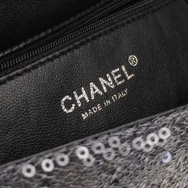 Chanel Sequins Flap Bag 22cm Silver Hardware Lambskin Leather Spring Summer Act 2 2018 Collection Grey