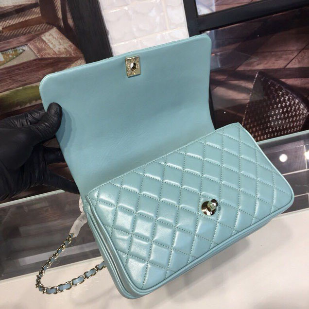 Chanel Citizen Chic Medium Flap Bag 25cm Silver Hardware Lambskin Leather Spring Summer Act 1 2018 Collection Turquoise