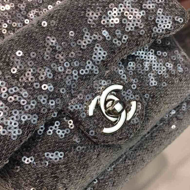 Chanel Sequin Waterfall Backpack Bag 18cm Silver Hardware Lambskin Leather Spring Summer Act 2 2018 Collection Black