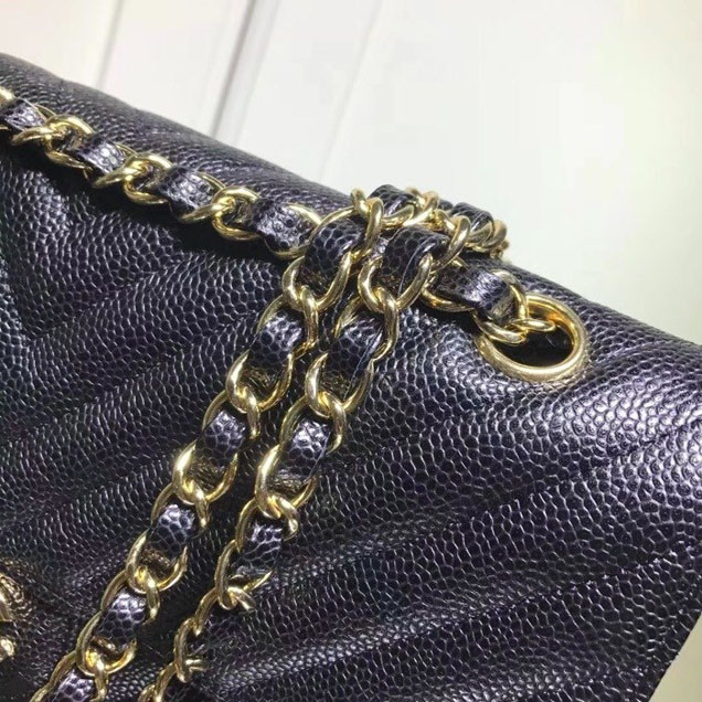 Chanel Chevron Classic Double Flap Bag Gold Hardware Lambskin Leather Spring Summer Act 2 2018 Collection Black