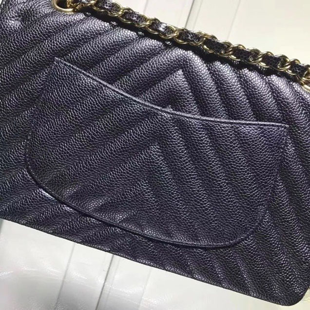 Chanel Chevron Classic Double Flap Bag Gold Hardware Lambskin Leather Spring Summer Act 2 2018 Collection Black