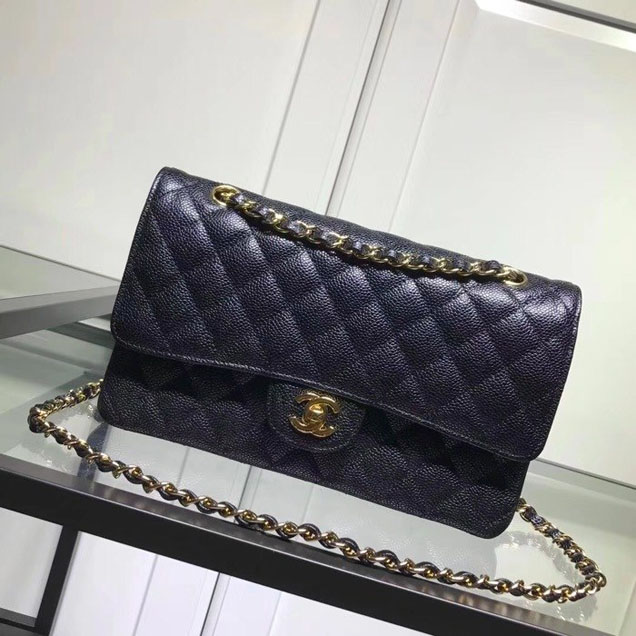 Chanel Classic Double Flap Bag Gold Hardware Caviar Lambskin Leather Spring Summer Act 2 2018 Collection Black