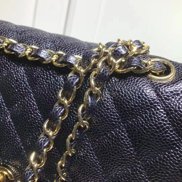 Chanel Classic Double Flap Bag Gold Hardware Caviar Lambskin Leather Spring Summer Act 2 2018 Collection Black