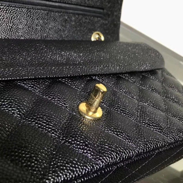 Chanel Classic Double Flap Bag Gold Hardware Caviar Lambskin Leather Spring Summer Act 2 2018 Collection Black
