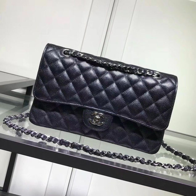 Chanel Classic Double Flap Bag Silver Hardware Caviar Lambskin Leather Spring Summer Act 2 2018 Collection Black