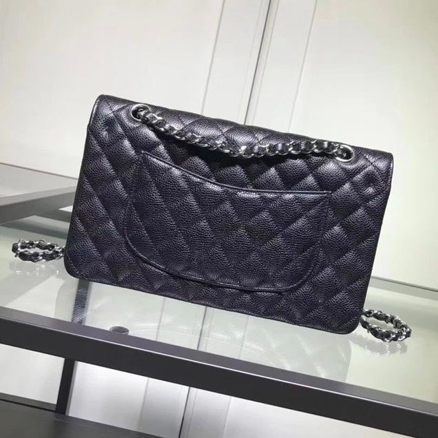 Chanel Classic Double Flap Bag Silver Hardware Caviar Lambskin Leather Spring Summer Act 2 2018 Collection Black