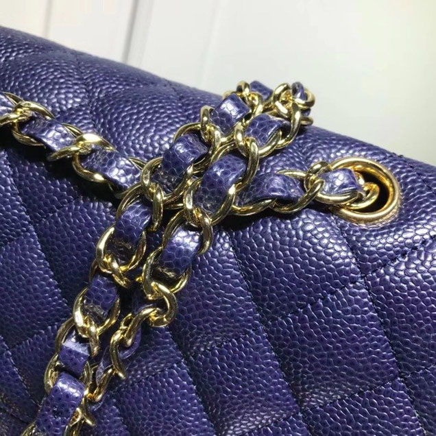 Chanel Classic Double Flap Bag Gold Hardware Caviar Lambskin Leather Spring Summer Act 2 2018 Collection Navy Blue