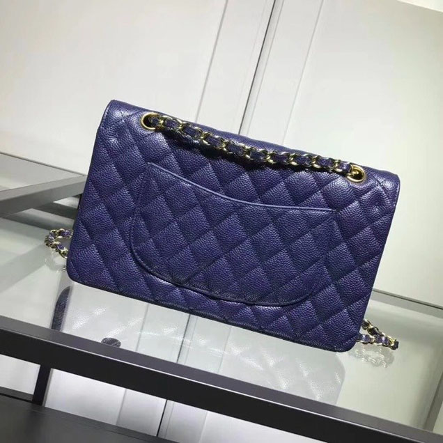 Chanel Classic Double Flap Bag Gold Hardware Caviar Lambskin Leather Spring Summer Act 2 2018 Collection Navy Blue