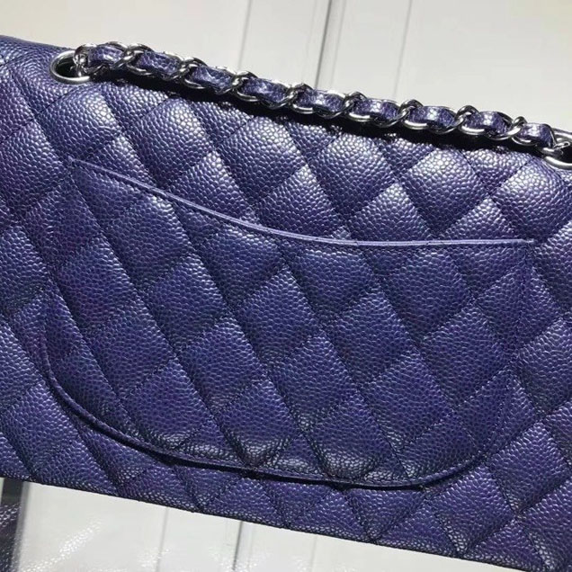 Chanel Classic Double Flap Bag Silver Hardware Caviar Lambskin Leather Spring Summer Act 2 2018 Collection Navy Blue