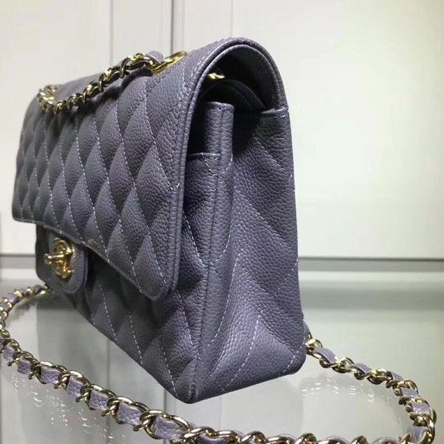 Chanel Classic Double Flap Bag Gold Hardware Caviar Lambskin Leather Spring Summer Act 2 2018 Collection Grey