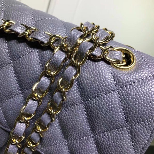 Chanel Classic Double Flap Bag Gold Hardware Caviar Lambskin Leather Spring Summer Act 2 2018 Collection Grey