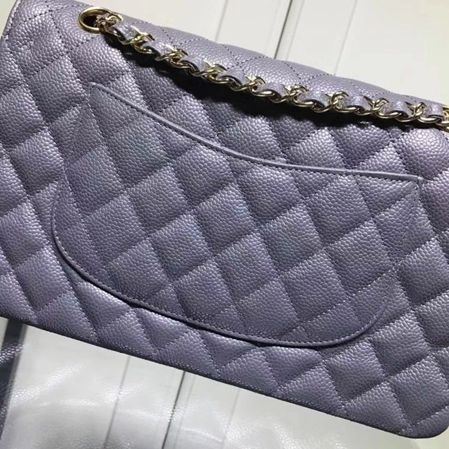 Chanel Classic Double Flap Bag Gold Hardware Caviar Lambskin Leather Spring Summer Act 2 2018 Collection Grey