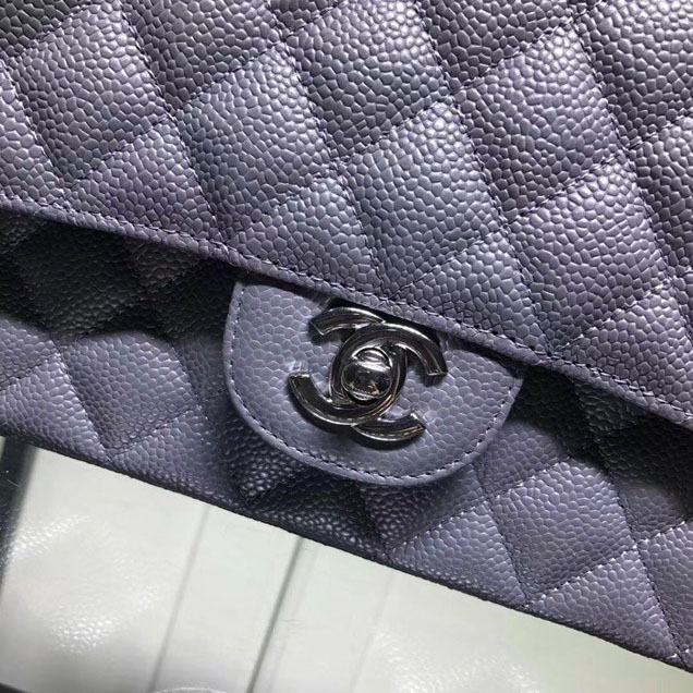 Chanel Classic Double Flap Bag Silver Hardware Caviar Lambskin Leather Spring Summer Act 2 2018 Collection Grey