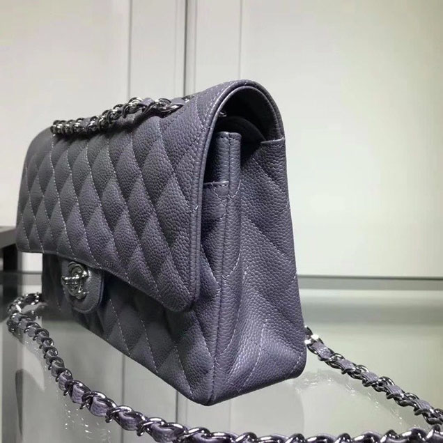 Chanel Classic Double Flap Bag Silver Hardware Caviar Lambskin Leather Spring Summer Act 2 2018 Collection Grey