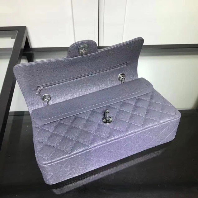 Chanel Classic Double Flap Bag Silver Hardware Caviar Lambskin Leather Spring Summer Act 2 2018 Collection Grey