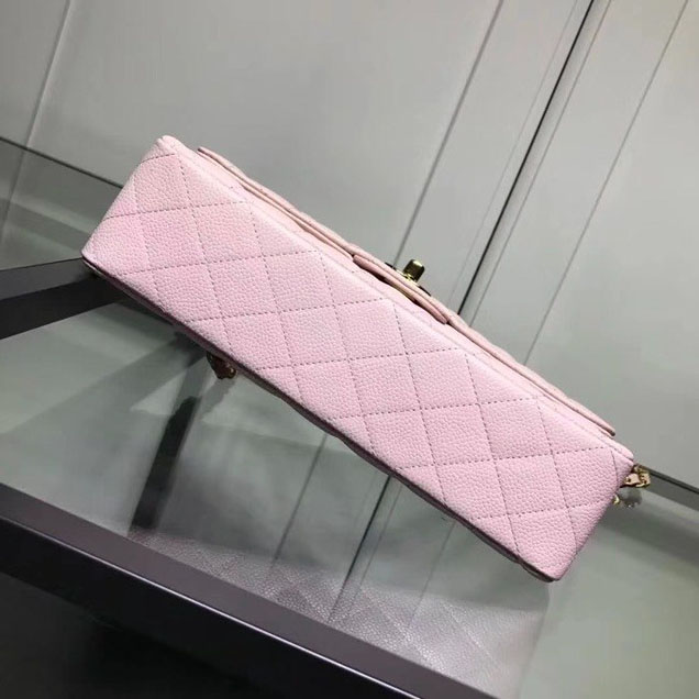 Chanel Classic Double Flap Bag Gold Hardware Caviar Lambskin Leather Spring Summer Act 2 2018 Collection Pink