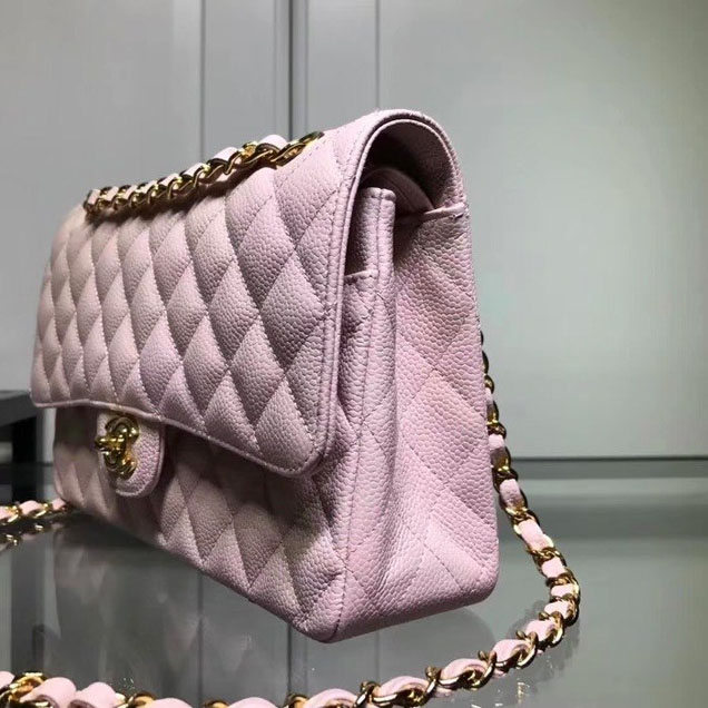 Chanel Classic Double Flap Bag Gold Hardware Caviar Lambskin Leather Spring Summer Act 2 2018 Collection Pink
