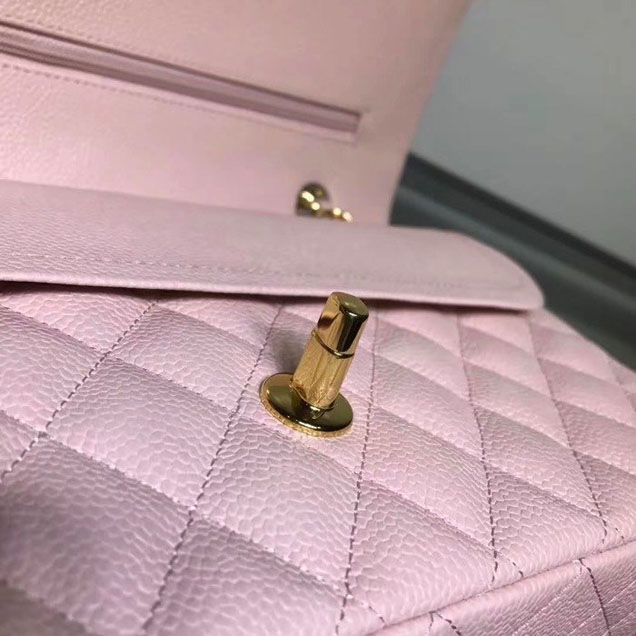Chanel Classic Double Flap Bag Gold Hardware Caviar Lambskin Leather Spring Summer Act 2 2018 Collection Pink