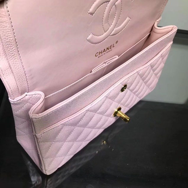 Chanel Classic Double Flap Bag Gold Hardware Caviar Lambskin Leather Spring Summer Act 2 2018 Collection Pink