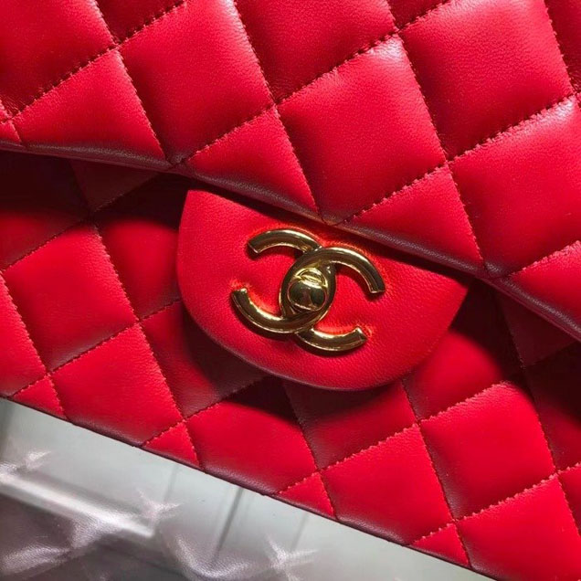 Chanel Classic Double Flap Bag Gold Hardware Lambskin Leather Spring Summer Act 2 2018 Collection Red