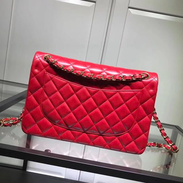 Chanel Classic Double Flap Bag Gold Hardware Lambskin Leather Spring Summer Act 2 2018 Collection Red