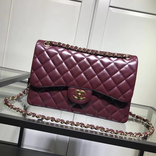 Chanel Classic Double Flap Bag Gold Hardware Lambskin Leather Spring Summer Act 2 2018 Collection Plum