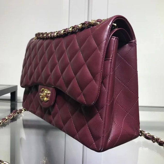 Chanel Classic Double Flap Bag Gold Hardware Lambskin Leather Spring Summer Act 2 2018 Collection Plum