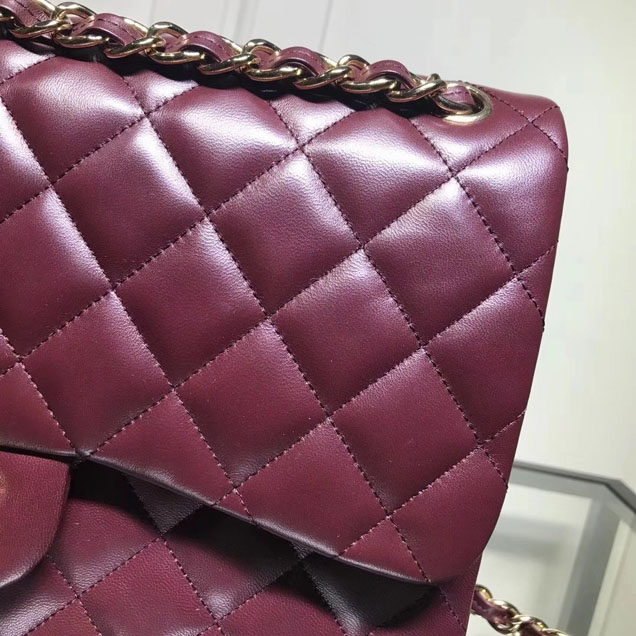 Chanel Classic Double Flap Bag Gold Hardware Lambskin Leather Spring Summer Act 2 2018 Collection Plum