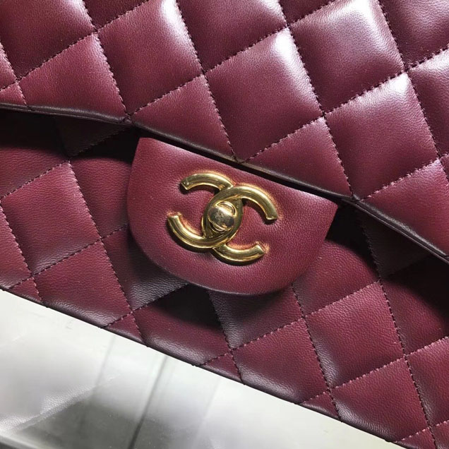 Chanel Classic Double Flap Bag Gold Hardware Lambskin Leather Spring Summer Act 2 2018 Collection Plum