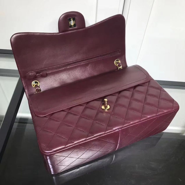 Chanel Classic Double Flap Bag Gold Hardware Lambskin Leather Spring Summer Act 2 2018 Collection Plum
