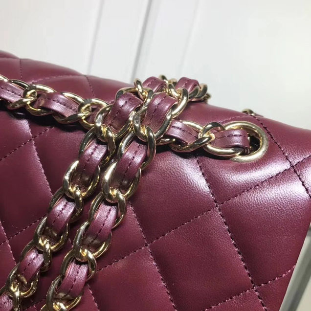 Chanel Classic Double Flap Bag Gold Hardware Lambskin Leather Spring Summer Act 2 2018 Collection Plum