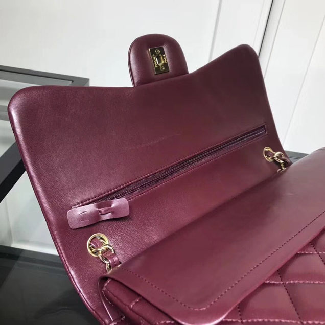Chanel Classic Double Flap Bag Gold Hardware Lambskin Leather Spring Summer Act 2 2018 Collection Plum