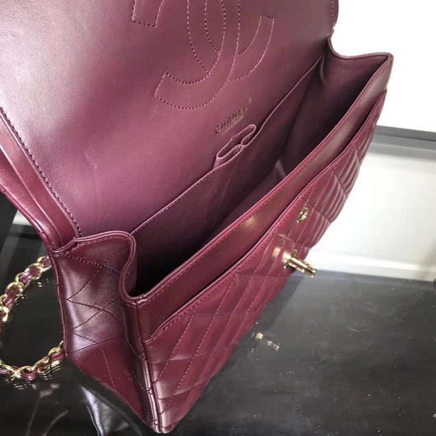 Chanel Classic Double Flap Bag Gold Hardware Lambskin Leather Spring Summer Act 2 2018 Collection Plum