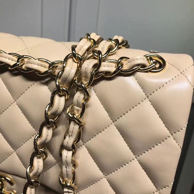 Chanel Classic Double Flap Bag Gold Hardware Lambskin Leather Spring Summer Act 2 2018 Collection Apricot