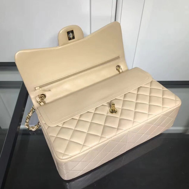 Chanel Classic Double Flap Bag Gold Hardware Lambskin Leather Spring Summer Act 2 2018 Collection Apricot