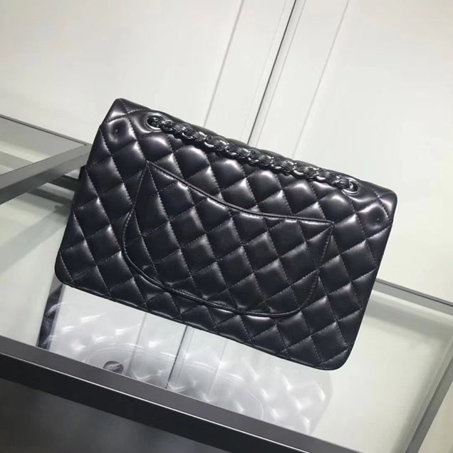 Chanel Classic Double Flap Bag Silver Hardware Lambskin Leather Spring Summer Act 2 2018 Collection Black