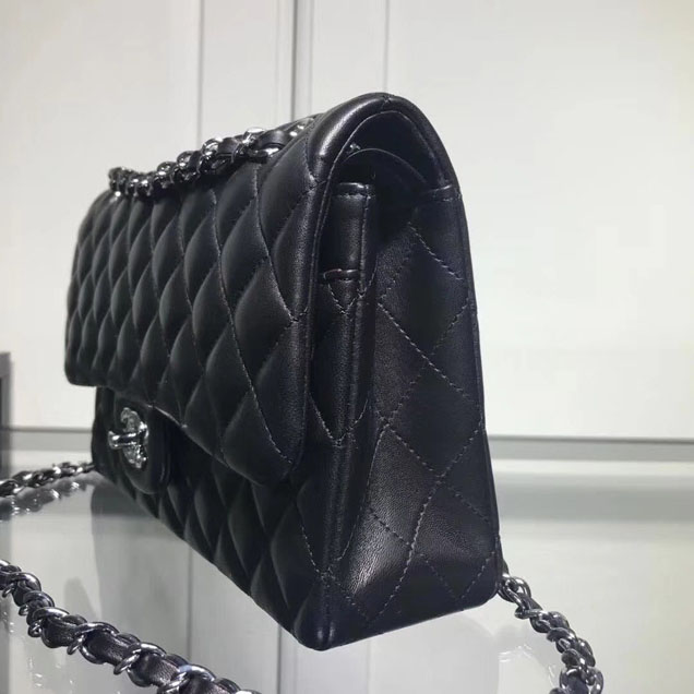 Chanel Classic Double Flap Bag Silver Hardware Lambskin Leather Spring Summer Act 2 2018 Collection Black