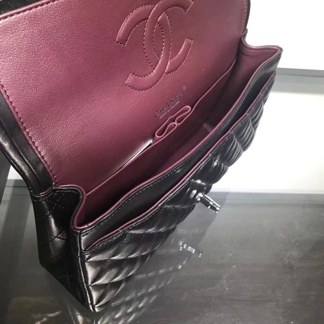 Chanel Classic Double Flap Bag Silver Hardware Lambskin Leather Spring Summer Act 2 2018 Collection Black