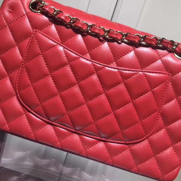 Chanel Classic Double Flap Bag Gold Hardware Lambskin Leather Spring Summer Act 2 2018 Collection Red