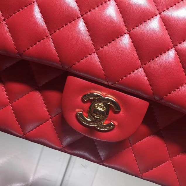 Chanel Classic Double Flap Bag Gold Hardware Lambskin Leather Spring Summer Act 2 2018 Collection Red