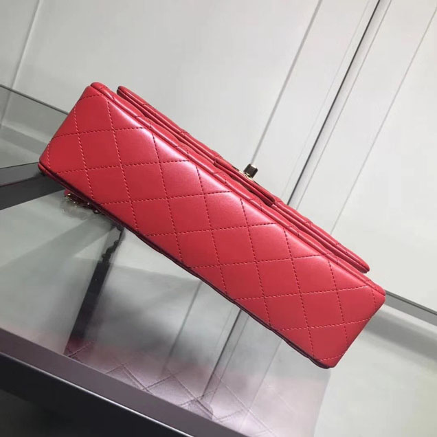 Chanel Classic Double Flap Bag Gold Hardware Lambskin Leather Spring Summer Act 2 2018 Collection Red